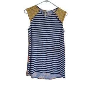 Madtilda Jane Team Captain Tee Striped Floral Button Accent Butter Soft Size XS